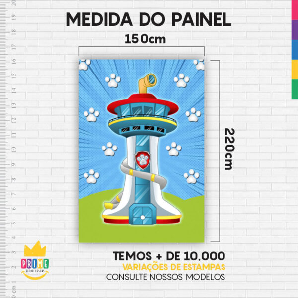 Kit Casado Patrulha Canina Painel Redondo Trio Capas Cilindro Retangular Vertical Em Tecido - Image 6
