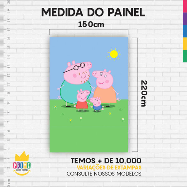 Kit Casado Peppa Pig Painel Redondo Trio Capas Cilindro Retangular Vertical Em Tecido - Image 6