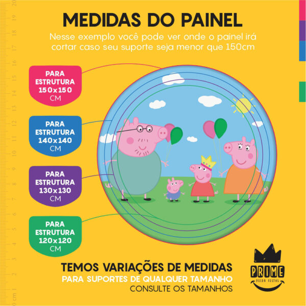 Kit Casado Peppa Pig Painel Redondo Trio Capas Cilindro Retangular Vertical Em Tecido - Image 4