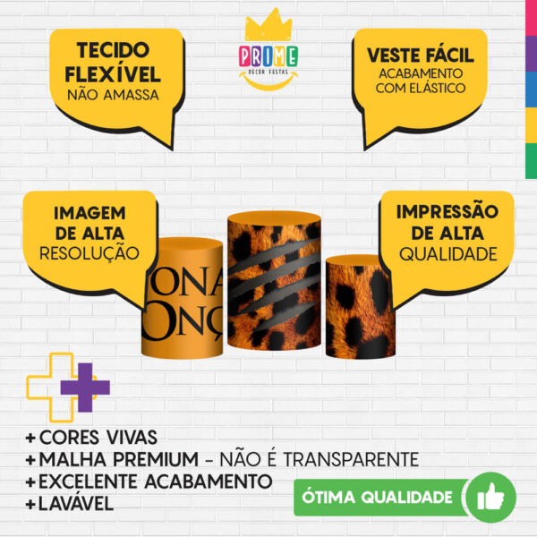 Trio Capa Cilindro Dona Onça 3D Em Tecido Com Elástico - Image 3