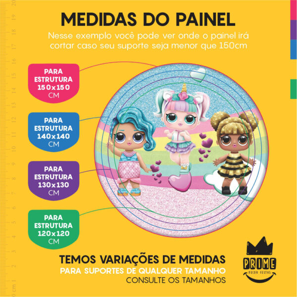Kit Casado Boneca LOL Painel Redondo Trio Capas Cilindro Retangular Vertical Em Tecido - Image 4