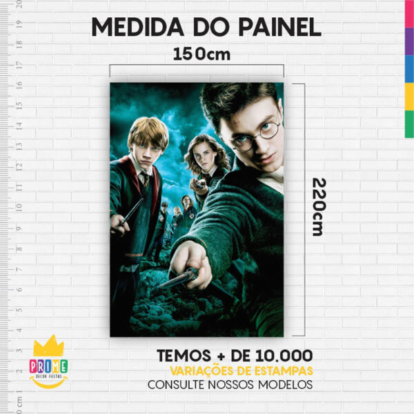 Painel de Festa Retangular 3D Harry Potter Casadinho 1,50m x 2,20 - Image 4