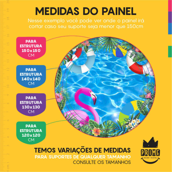 Kit Casado Pool Party Painel Redondo Trio Capas Cilindro Retangular Vertical Em Tecido - Image 4