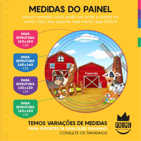 Kit Casado Fazendinha Painel Redondo Trio Capas Cilindro Retangular Vertical Em Tecido - Image 4