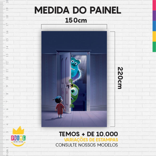 Kit Casado Monstros SA  Painel Redondo Trio Capas Cilindro Retangular Vertical Em Tecido - Image 4