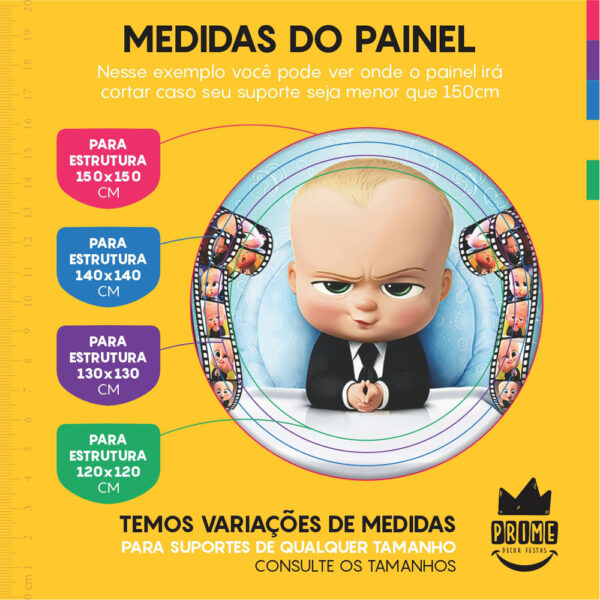 Kit Casado Poderoso Chefinho  Painel Redondo Trio Capas Cilindro Retangular Vertical Em Tecido - Image 4