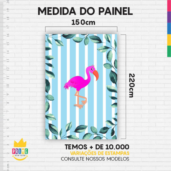 Kit Casado Flamingo  Painel Redondo Trio Capas Cilindro Retangular Vertical Em Tecido - Image 6