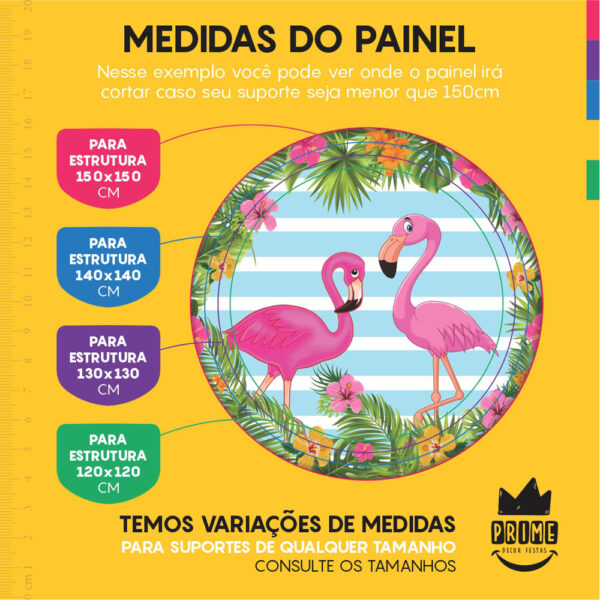 Kit Casado Flamingo  Painel Redondo Trio Capas Cilindro Retangular Vertical Em Tecido - Image 4