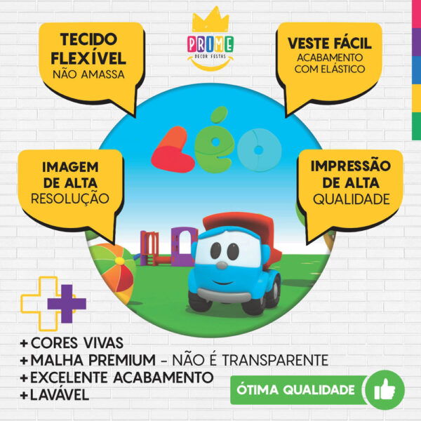 Trio Capa Cilindro + Painel Redondo 3D Leo o Caminhão 1,50m Veste Fácil - Image 3