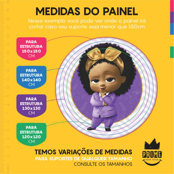 Kit Casado Poderosa Chefinha Painel Redondo Trio Capas Cilindro Retangular Vertical Em Tecido - Image 4
