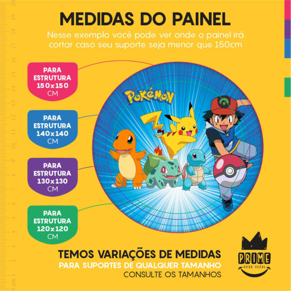 Kit Casado Pokemon Painel Redondo Trio Capas Cilindro Retangular Vertical Em Tecido - Image 4