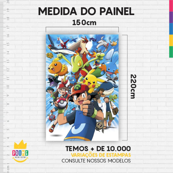 Kit Casado Pokemon Painel Redondo Trio Capas Cilindro Retangular Vertical Em Tecido - Image 6