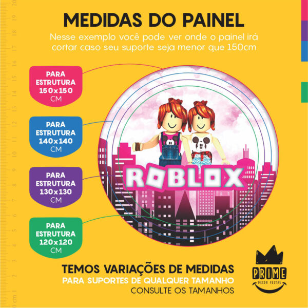 Kit Casado Roblox Menina Painel Redondo Trio Capas Cilindro Retangular Vertical Em Tecido - Image 4