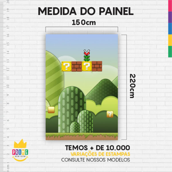 Painel de Festa Retangular 3D Super Mario Casadinho 1,50m x 2,20 - Image 4