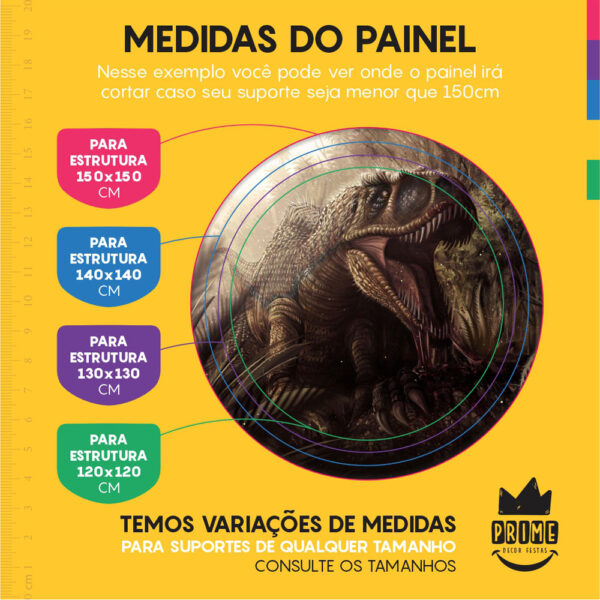 Kit Casado Dinossauro  Painel Redondo Trio Capas Cilindro Retangular Vertical Em Tecido - Image 4