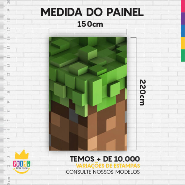 Kit Casado Minecraft  Painel Redondo Trio Capas Cilindro Retangular Vertical Em Tecido - Image 6
