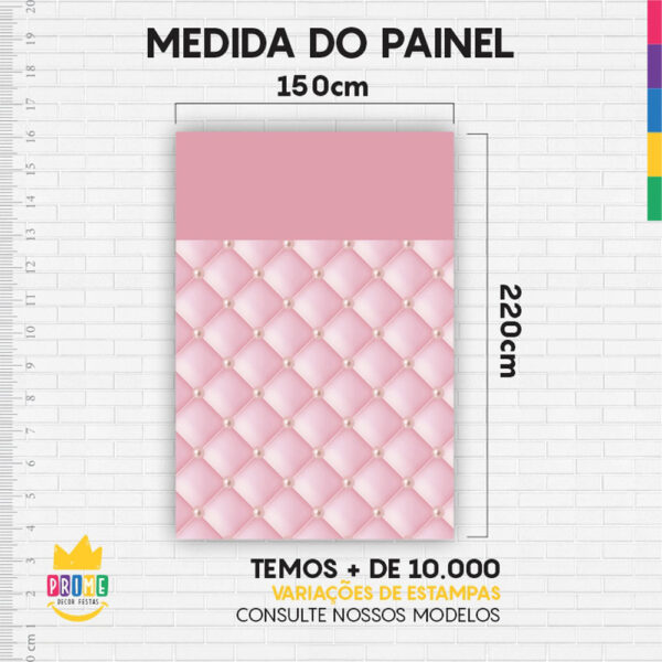 Kit Casado Realeza Rosa  Painel Redondo Trio Capas Cilindro Retangular Vertical Em Tecido - Image 6