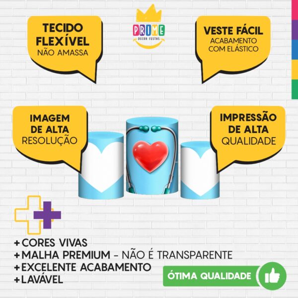 Trio Capa Cilindro Medicina 3D Em Tecido Com Elástico - Image 3