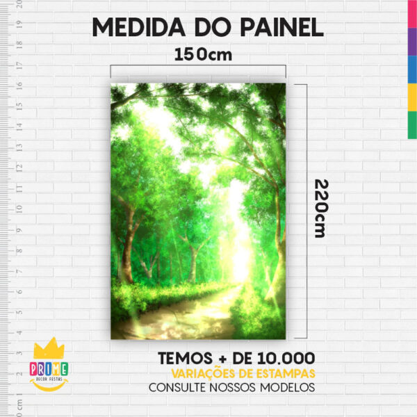 Kit Casado Bosque Encantado Painel Redondo Trio Capas Cilindro Retangular Vertical Em Tecido - Image 6