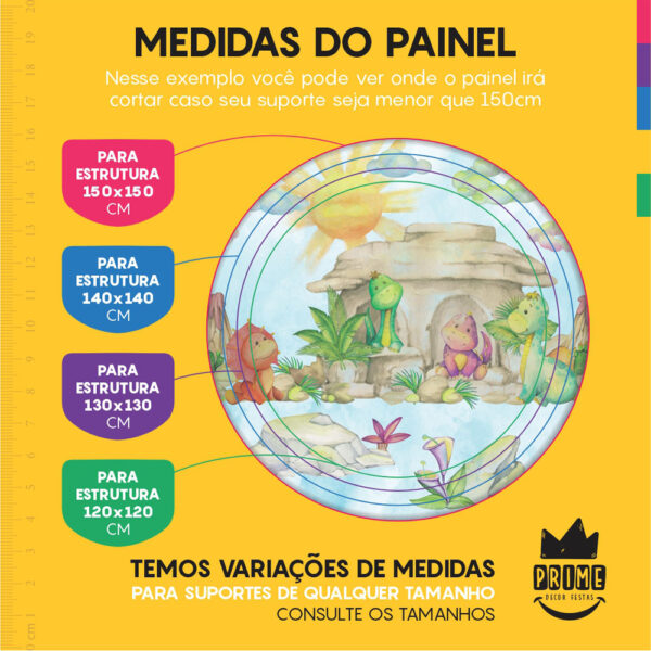 Kit Casado Dinossauro Baby Painel Redondo Trio Capas Cilindro Retangular Vertical Em Tecido - Image 4