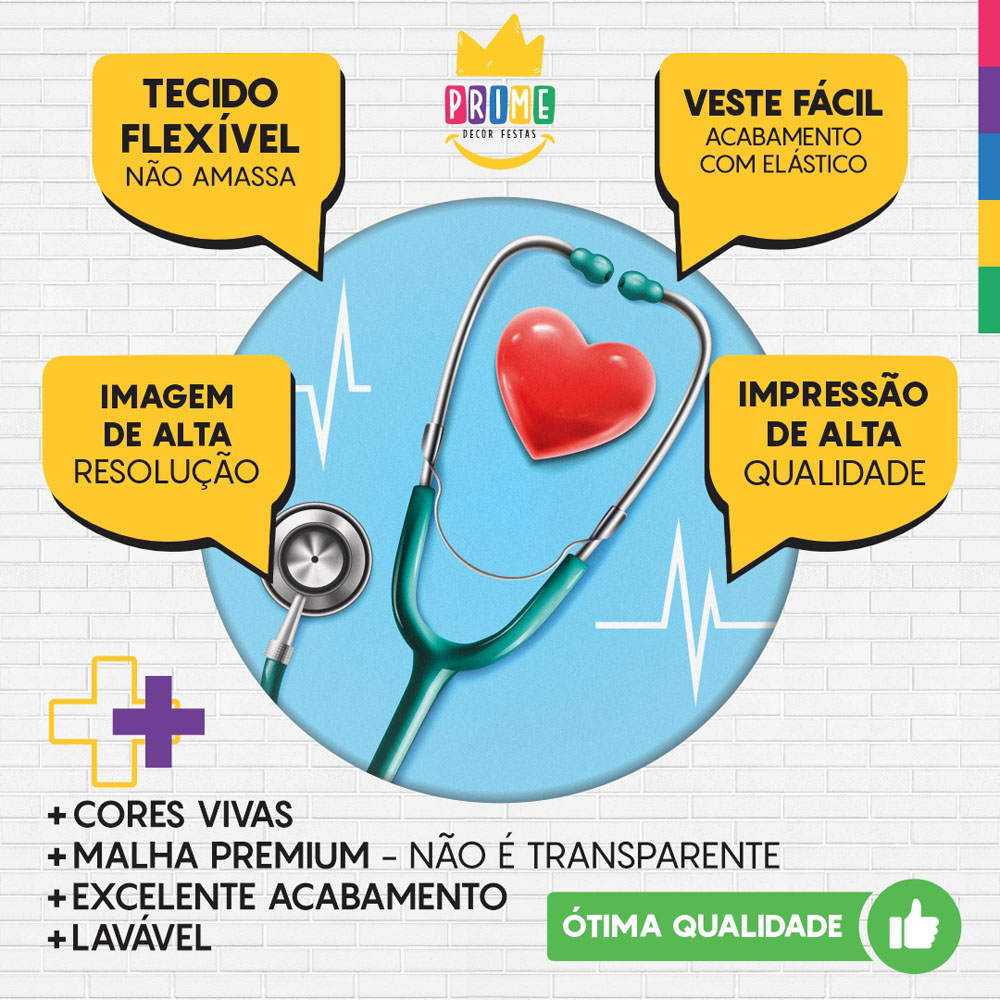 Trio Capa Cilindro + Painel Redondo 3D Medicina 1,50m Veste Fácil - Imagem 3