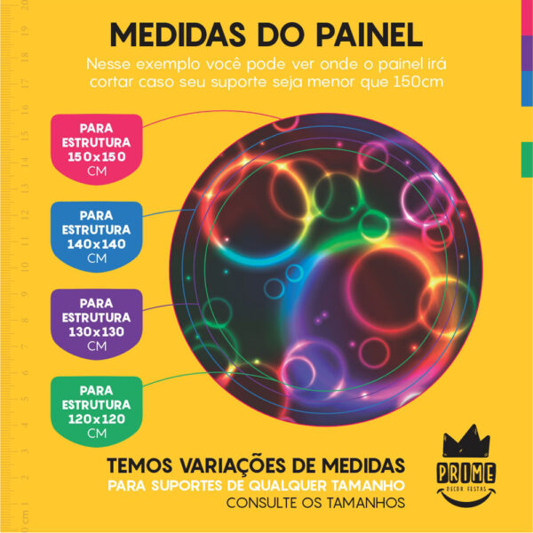 Kit Casado Neon Painel Redondo Trio Capas Cilindro Retangular Vertical Em Tecido - Image 4