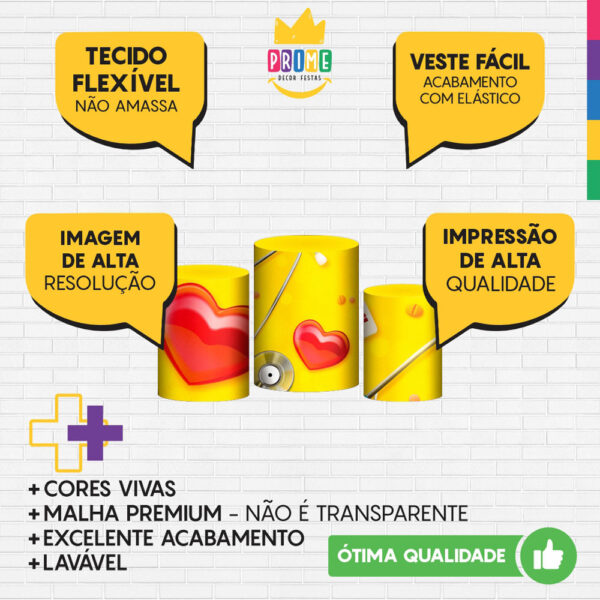 Trio Capa Cilindro Medicina 3D Em Tecido Com Elástico - Image 3