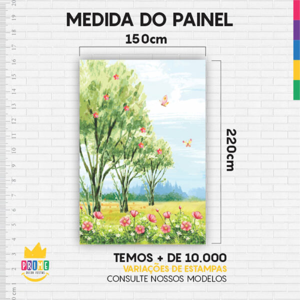 Painel de Festa Retangular 3D Jardim Encantado  Casadinho 1,50m x 2,20 - Image 4