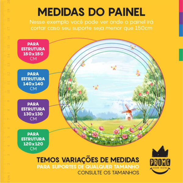 Kit Casado Jardim Encantado Painel Redondo Trio Capas Cilindro Retangular Vertical Em Tecido - Image 4