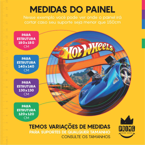 Kit Casado Hotwheels Painel Redondo Trio Capas Cilindro Retangular Vertical Em Tecido - Image 4