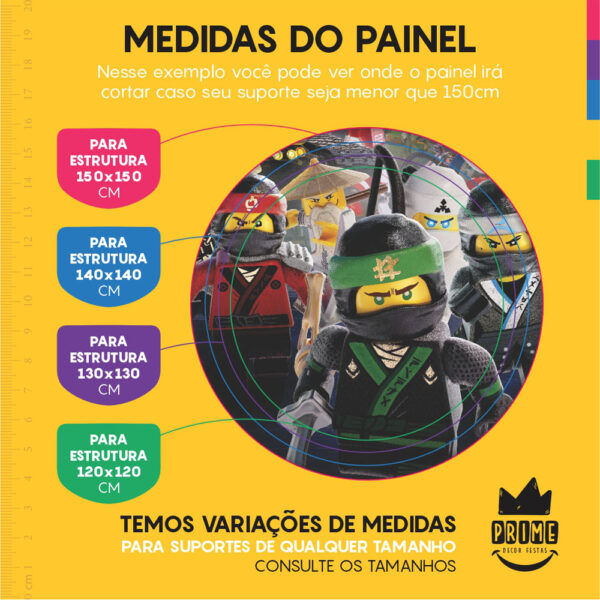 Kit Casado Ninja Go  Painel Redondo Trio Capas Cilindro Retangular Vertical Em Tecido - Image 4