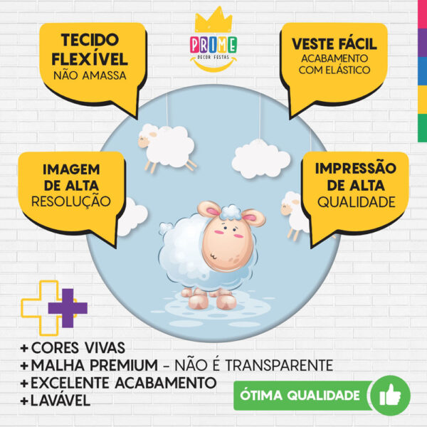 Trio Capa Cilindro + Painel Redondo 3D Ovelhinha 1,50m Veste Fácil - Image 3