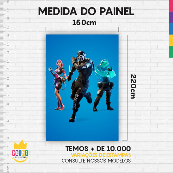 Painel de Festa Retangular 3D Fortnite Casadinho 1,50m x 2,20 - Image 4