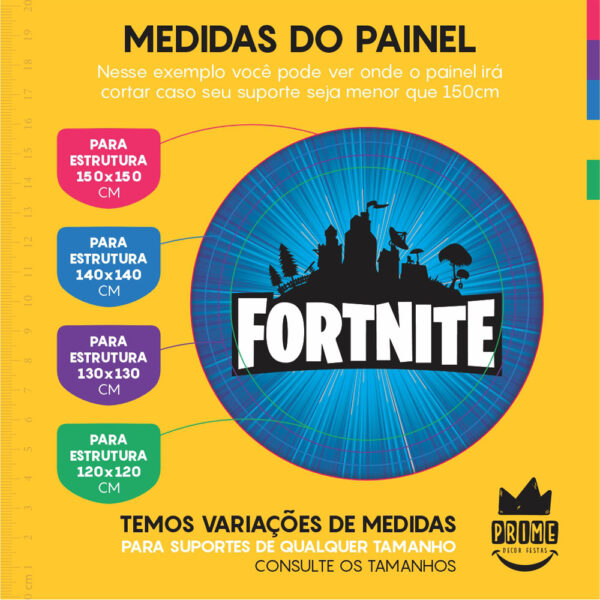 Kit Casado Fortnite  Painel Redondo Trio Capas Cilindro Retangular Vertical Em Tecido - Image 4
