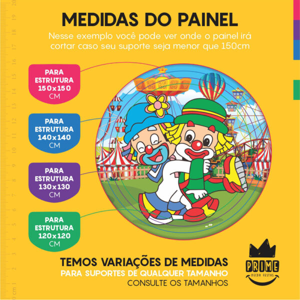 Kit Casado Palhacinho  Painel Redondo Trio Capas Cilindro Retangular Vertical Em Tecido - Image 4