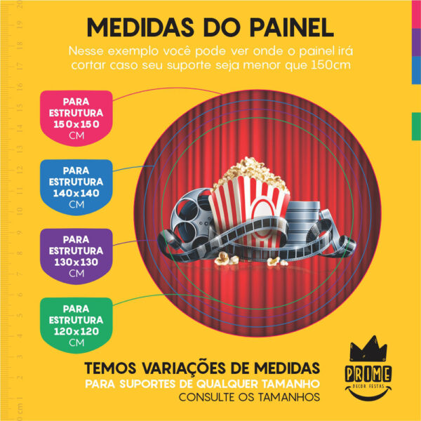 Kit Casado Cinema Painel Redondo Trio Capas Cilindro Retangular Vertical Em Tecido - Image 4