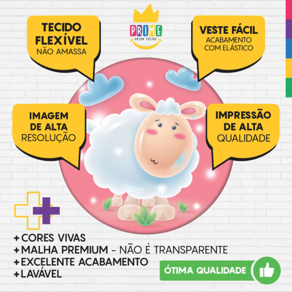 Trio Capa Cilindro + Painel Redondo 3D Ovelhinha 1,50m Veste Fácil - Image 3