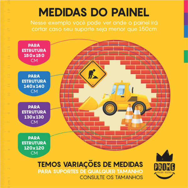 Kit Casado Construção Painel Redondo Trio Capas Cilindro Retangular Vertical Em Tecido - Image 4