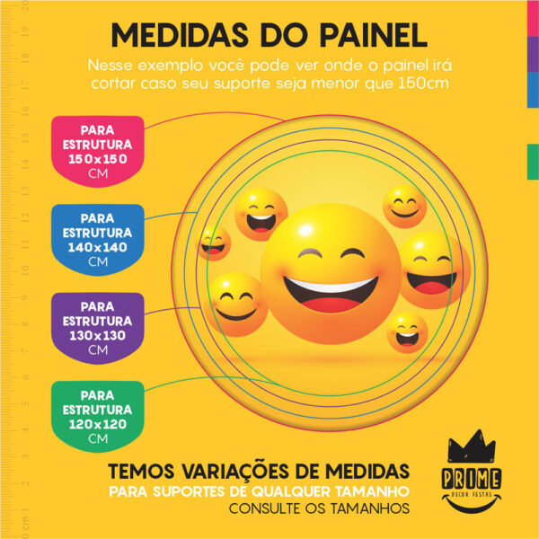 Kit Casado Emojis Painel Redondo Trio Capas Cilindro Retangular Vertical Em Tecido - Image 4