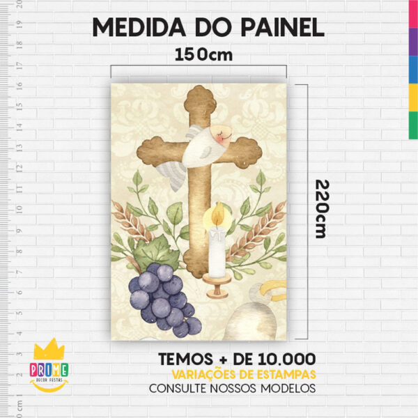 Kit Casado Jesus Aquarela Painel Redondo Trio Capas Cilindro Retangular Vertical Em Tecido - Image 6