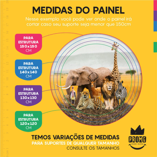 Kit Casado Safari Painel Redondo Trio Capas Cilindro Retangular Vertical Em Tecido - Image 4