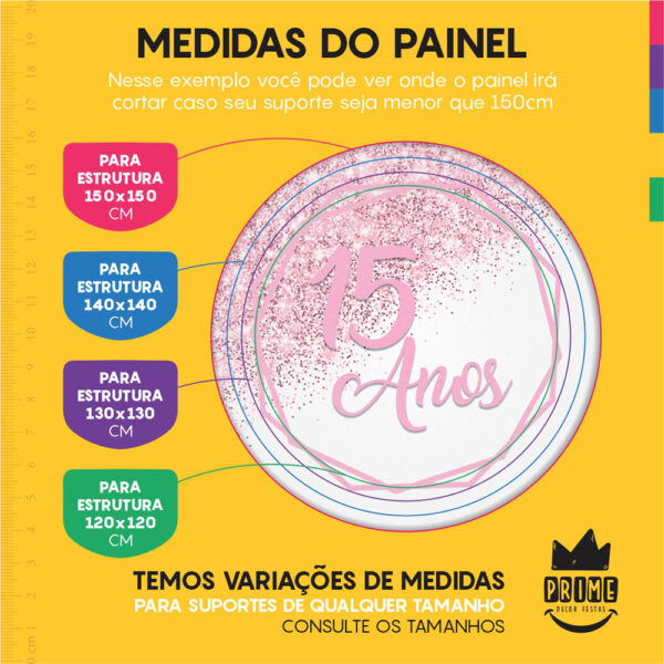 Kit Casado Meus 15 Anos Painel Redondo Trio Capas Cilindro Retangular Vertical Em Tecido - Image 4