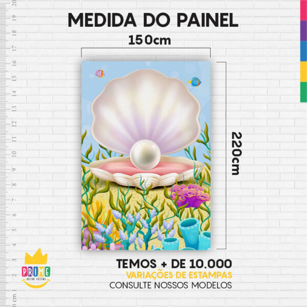 Painel de Festa Retangular 3D Sereia Cute Casadinho 1,50m x 2,20 - Image 4