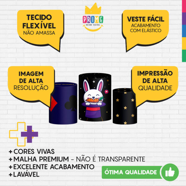 Trio Capa Cilindro Mágica 3D Em Tecido Com Elástico - Image 3