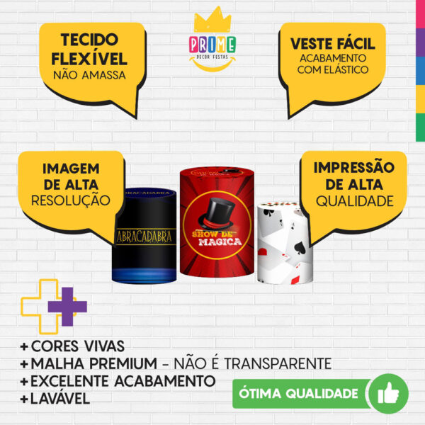 Trio Capa Cilindro Mágica 3D Em Tecido Com Elástico - Image 3
