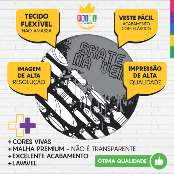 Trio Capa Cilindro + Painel Redondo 3D Skate 1,50m Veste Fácil - Image 3