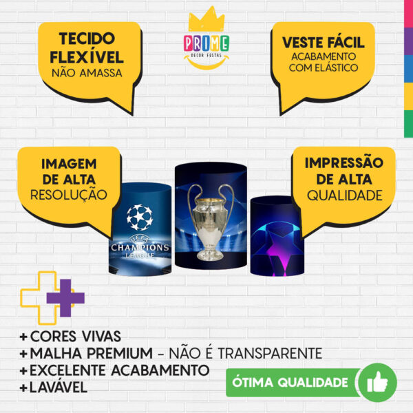 Trio Capa Cilindro Futebol 3D Em Tecido Com Elástico - Image 3