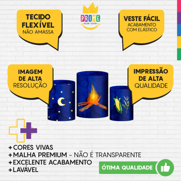 Trio Capa Cilindro Festa Junina 3D Em Tecido Com Elástico - Image 3