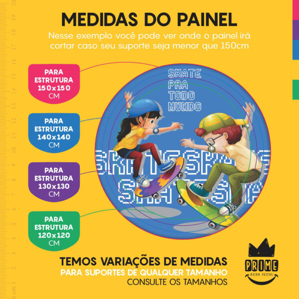 Trio Capa Cilindro + Painel Redondo 3D Skate 1,50m Veste Fácil - Image 4