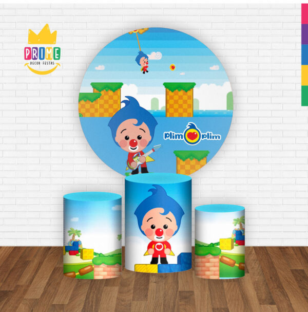 Trio Capa Cilindro + Painel Redondo 3D Palhaço Plim Plim 1,50m Veste Fácil - Image 2